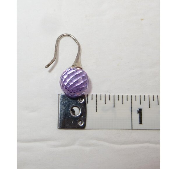 Pandora Morning Dew Purple CZ and Sterling Silver Dangle Earrings 290552ACZ - Picture 4 of 7